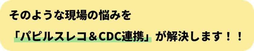 そのような現場の悩みを
「パピルスレコ&CDC連携」で解決します!